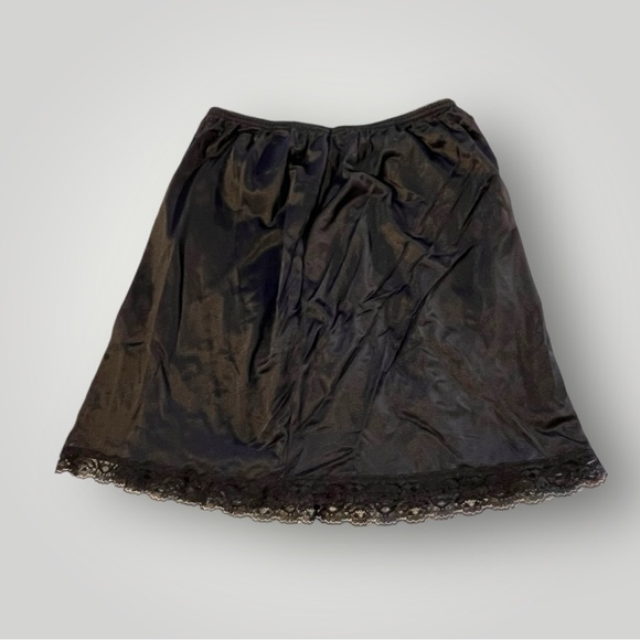 Vintage Black 100% Antron Nylon Mini Skirt Slip - Picture 1 of 14